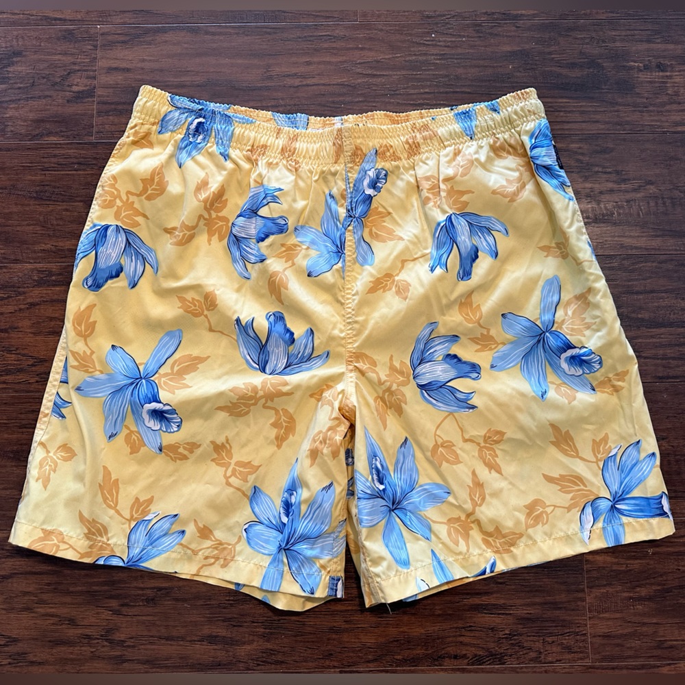 Alex Cannon XL Hawaiian swim trunks mesh lined side/back pockets tie waist NWOT